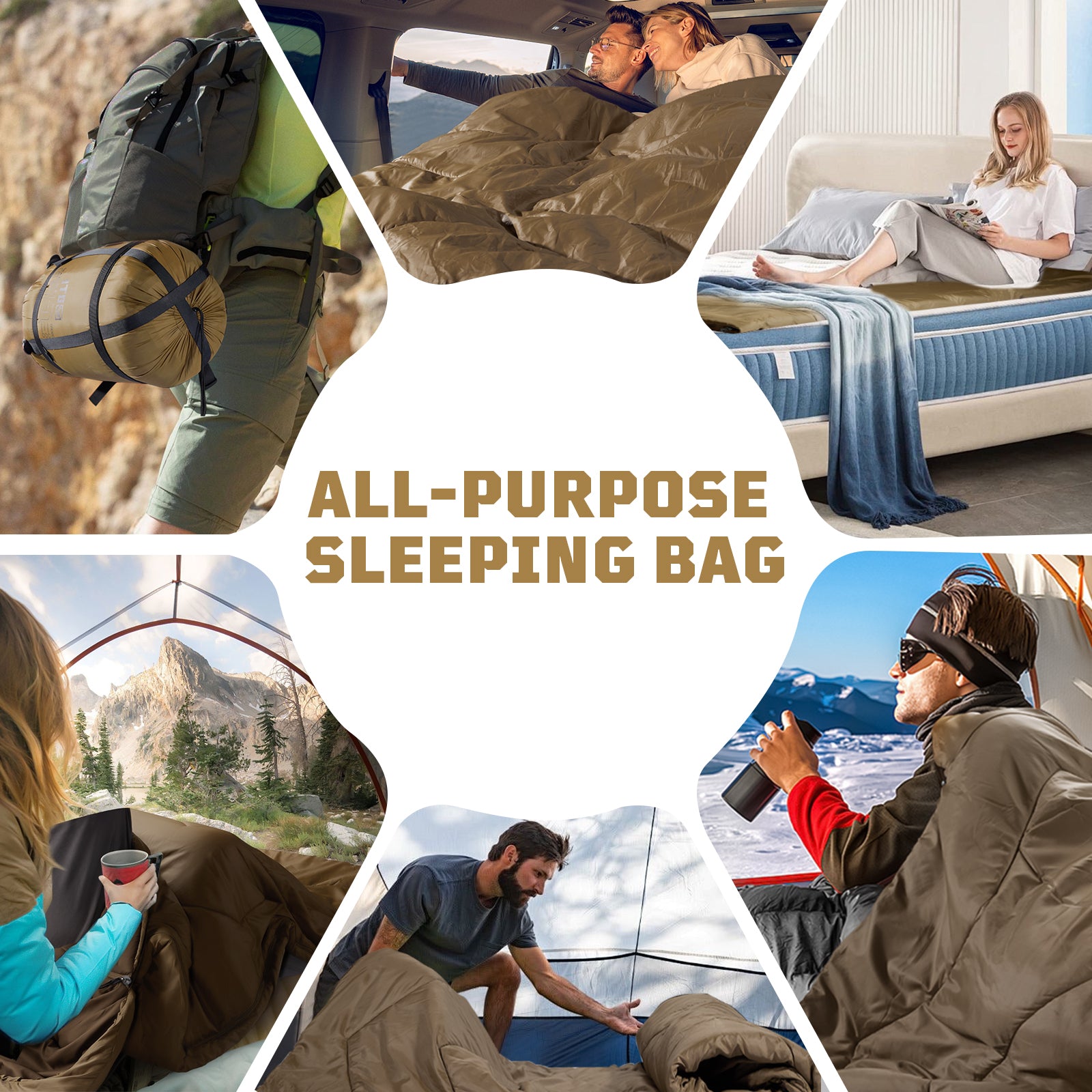 1TG Tactical Warm Weather Sleeping Bag for Camping, 36℉ to 45℉ Backpacking Sleeping Bags for Adults with Compression Sack for Camping, Hiking, Hunting and Outdoor Travel